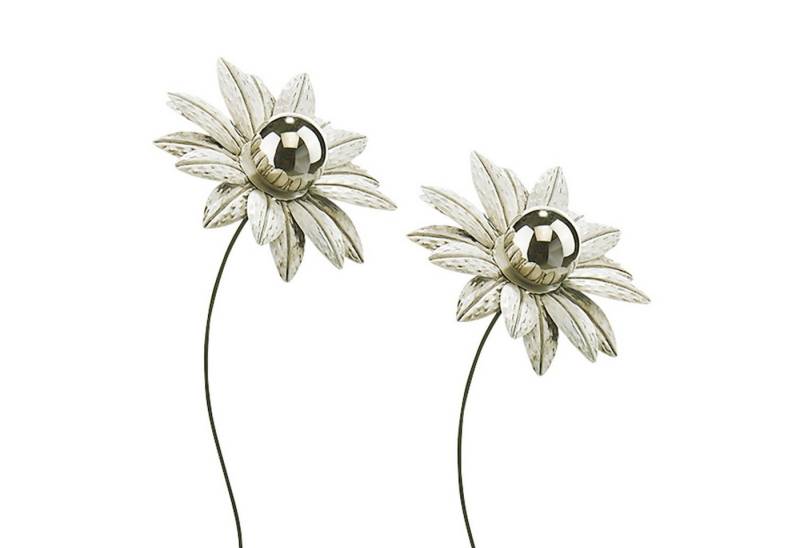 Kobolo Gartenstecker Dekostecker 2er Set Blume white flower H 89 cm (aus Metall) von Kobolo