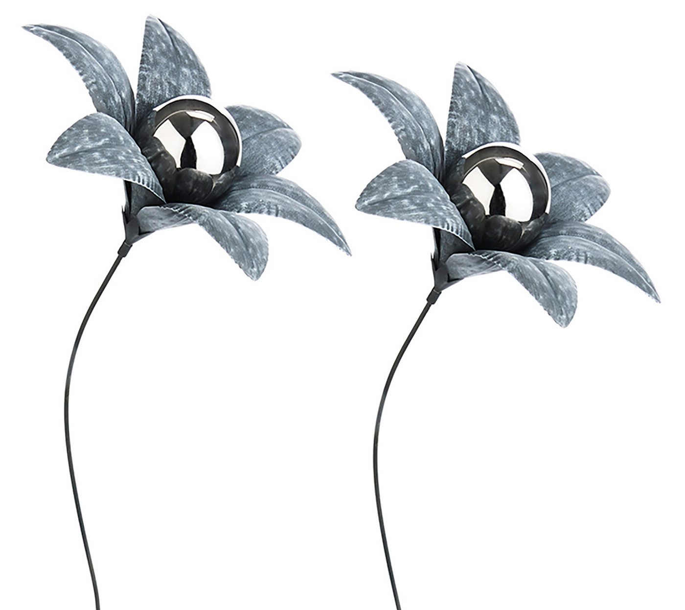 Kobolo Gartenstecker Dekostecker Blume Gray Flower S/2 aus Metall von Kobolo