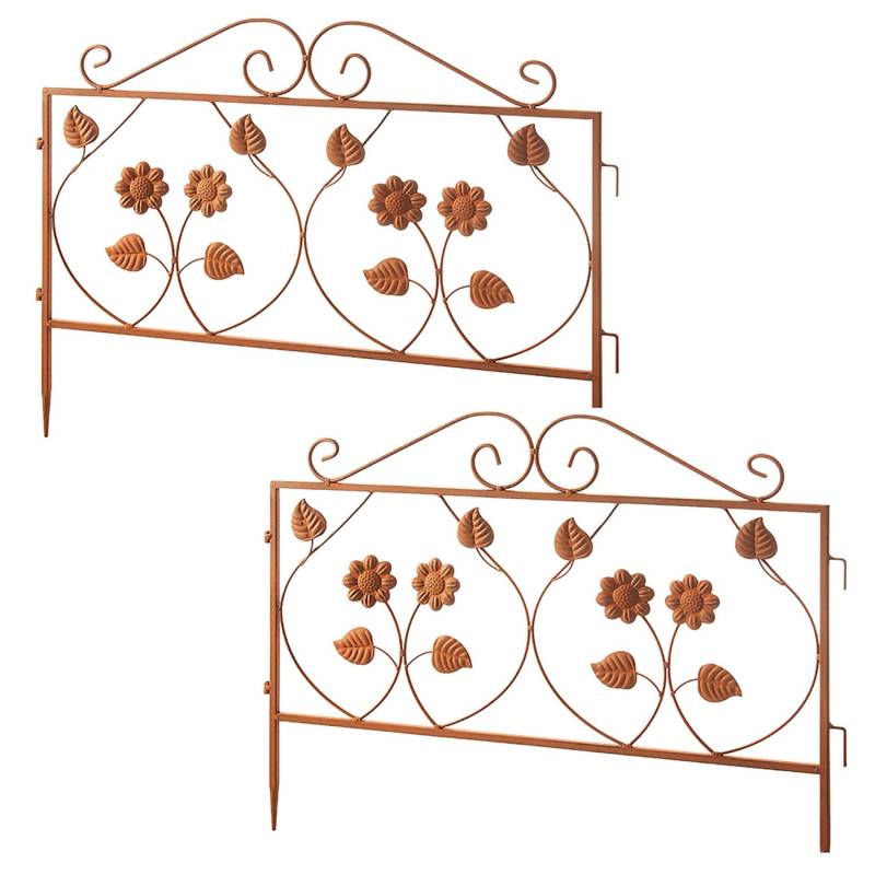 Kobolo Gartenstecker LEAVES 2 Stück Zaun Zaunfeld Rostoptik von Kobolo