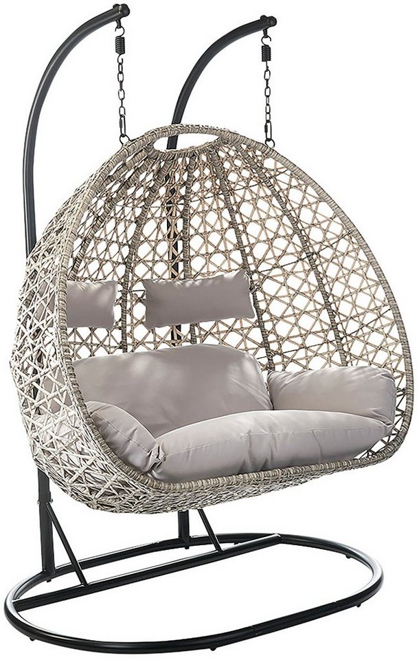 Kobolo Hängesessel TWO Polyrattan Gestell und Kissen - zwei Personen (1 Stück), hochwertiges Polyrattan von Kobolo