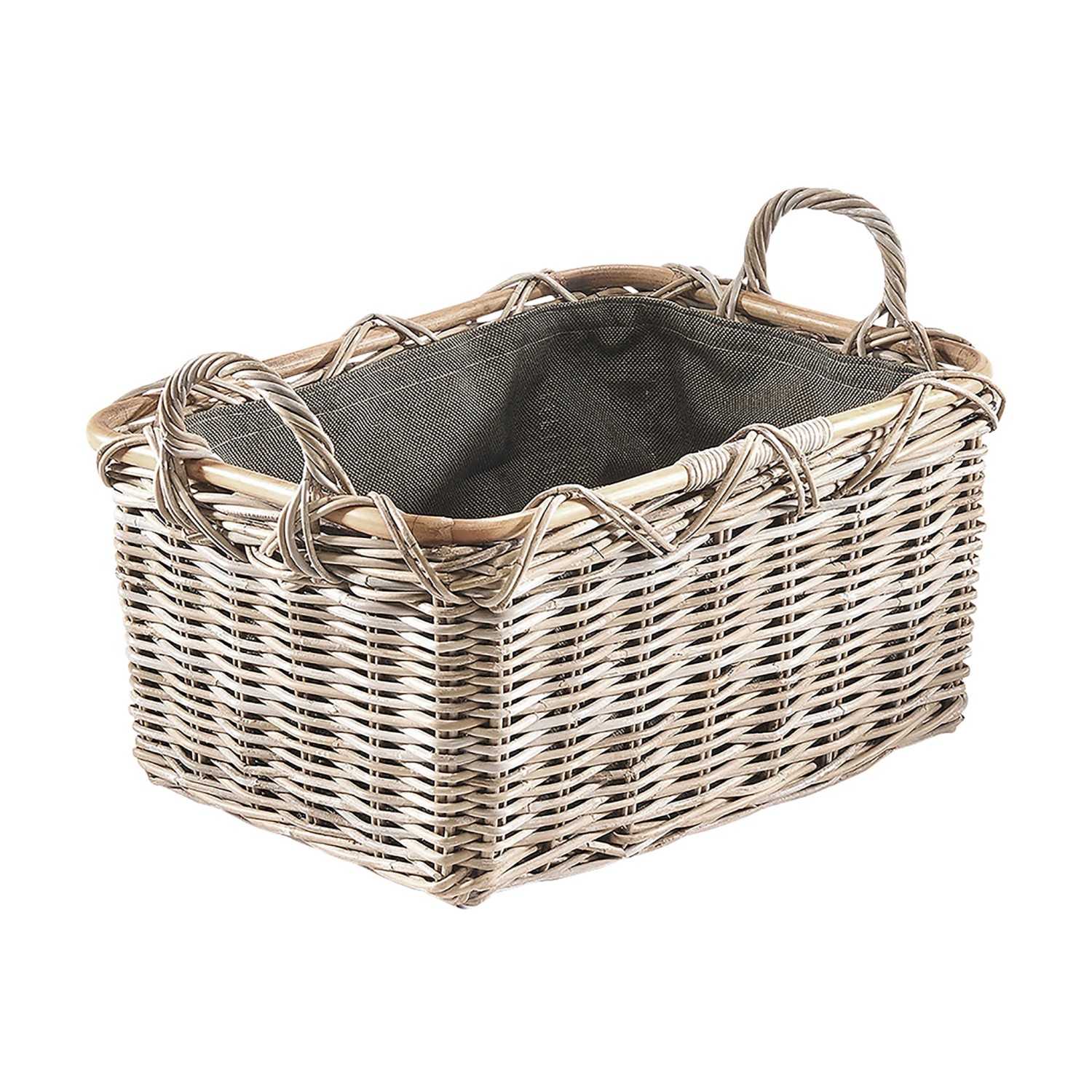 Kobolo Holzkorb für Kaminholz rechteckig Kubu grey Rattan Stoff dunkel Kobolo Holzkorb für Kaminholz rechteckig Kubu grey Rattan Stoff dunkel von Kobolo