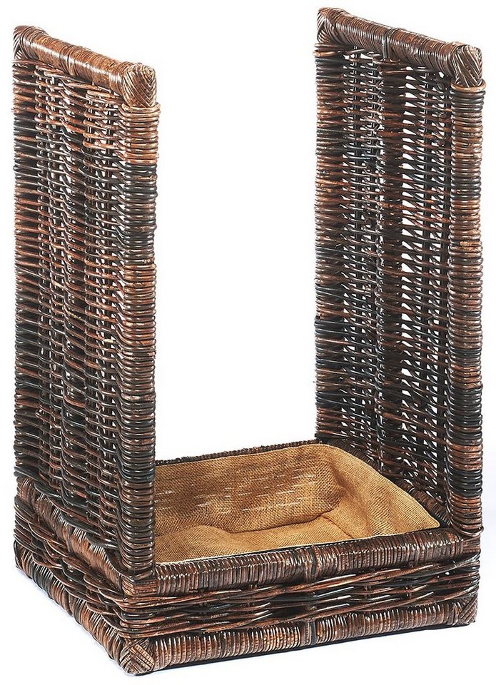 Kobolo Kaminholzregal Kaminholzablage mit Leinenstoff - krabu Rattan, BxTxH:48.0x44.0x74.0 cm von Kobolo