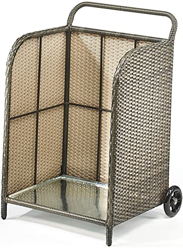 Kobolo Kaminholzwagen Transportwagen aus Polyrattan grau auf Metallrahmen 79 cm von Kobolo