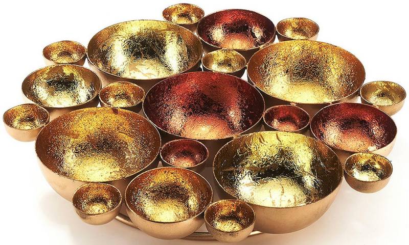 Kobolo Kerzenhalter Kerzenteller Bubble für Teelichter gold bronze D27cm (Metall) von Kobolo