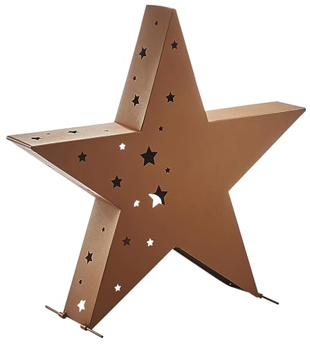 Kobolo Kerzenhalter Teelichthalter Laterne Deko Stern - Star - aus Metall - Rostoptik - XL von Kobolo
