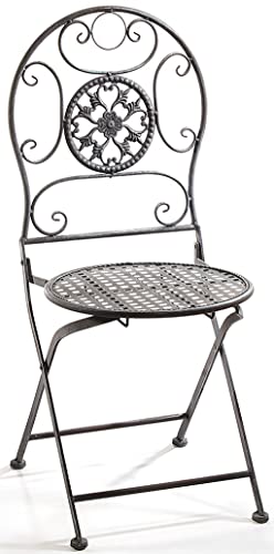 Kobolo Metallstuhl Gartenstuhl Vintage Nostalgie Stuhl aus Metall grau 91cm von Kobolo