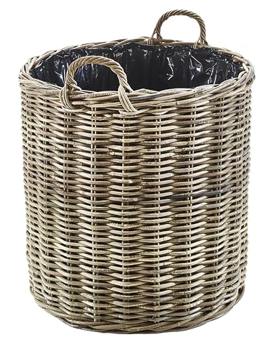 Kobolo Pflanzgefäß rund aus Rattan mit Folie in kubu Grey, Gr. groß: Ø60 cm, 60x60x68 cm, geflochtener Übertopf mit Henkel für Innen- & geschützten Außenbereich, ideal für Terasse oder Balkon Kobolo Pflanzgefäß rund aus Rattan mit Folie in kubu Grey, Gr. groß: Ø60 cm, 60x60x68 cm, geflochtener Übertopf mit Henkel für Innen- & geschützten Außenbereich, ideal für Terasse oder Balkon von Kobolo
