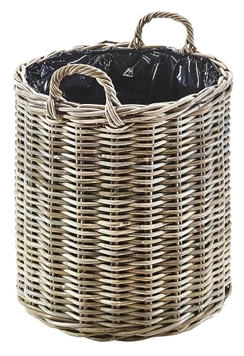 Kobolo Pflanzgefäß rund aus Rattan mit Folie in kubu Grey, Gr. mittel: Ø50 cm, 50x50x58 cm, geflochtener Übertopf mit Henkel für Innen- & geschützten Außenbereich, ideal für Terasse oder Balkon Kobolo Pflanzgefäß rund aus Rattan mit Folie in kubu Grey, Gr. mittel: Ø50 cm, 50x50x58 cm, geflochtener Übertopf mit Henkel für Innen- & geschützten Außenbereich, ideal für Terasse oder Balkon von Kobolo