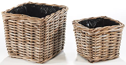 Kobolo Pflanzkorb Pflanzschale aus Rattan mit Folie in kubu Grey grau im 2er Set Kobolo Pflanzkorb Pflanzschale aus Rattan mit Folie in kubu Grey grau im 2er Set von Kobolo