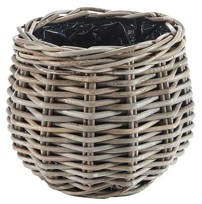 Kobolo Pflanzkübel Pflanzkorb Rattan BOTAN rund Folie ausgeschlagen kubu grey (Stück, 1 Stück), Dm. 25 cm von Kobolo