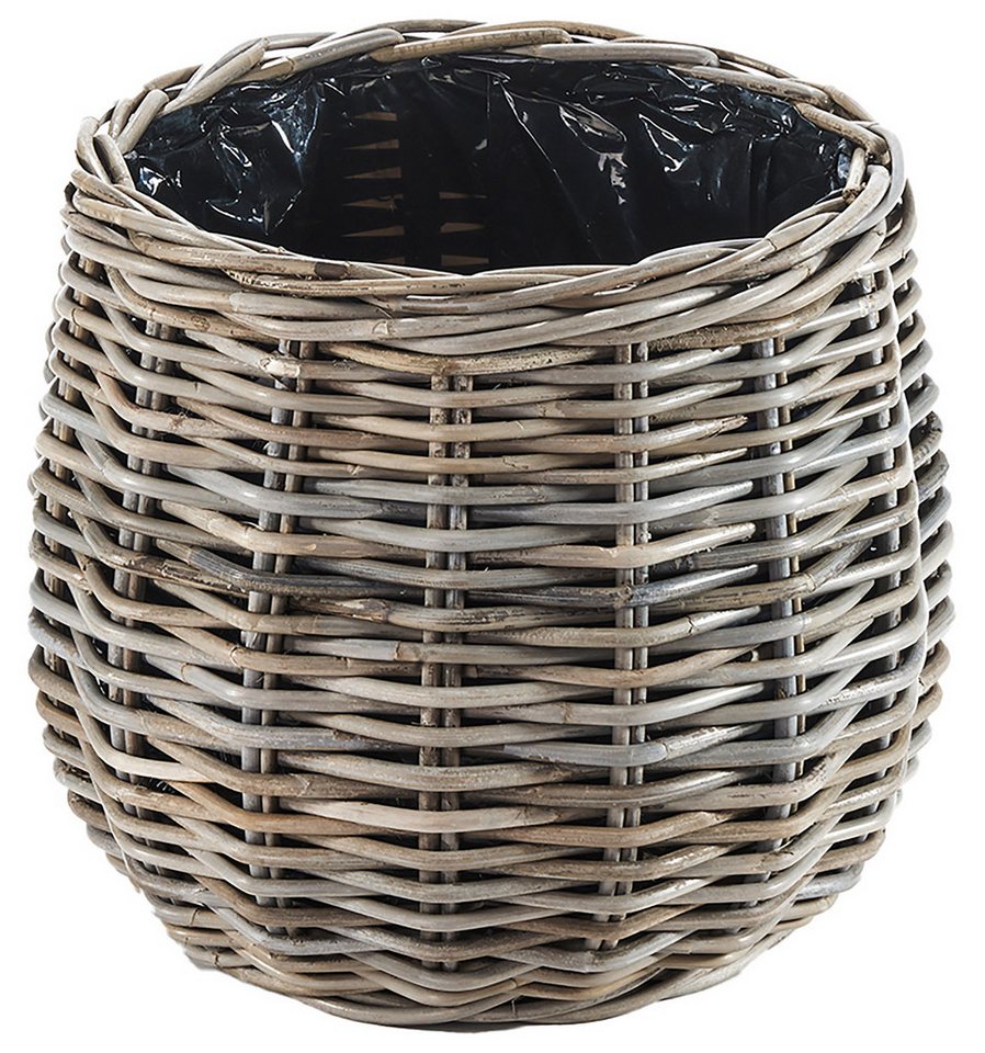 Kobolo Pflanzkübel Pflanzkorb Rattan FIORA rund mit Folie ausgeschlagen kubu grey (Stück, 1 Stück), Dm. 35 cm von Kobolo