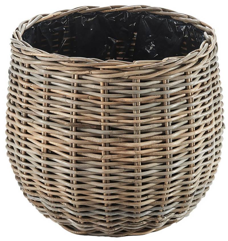 Kobolo Pflanzkübel Pflanzkorb Rattan VERDANA rund mit Folie ausgeschlagen kubu grey (Stück, 1 Stück), Dm. 46 cm von Kobolo