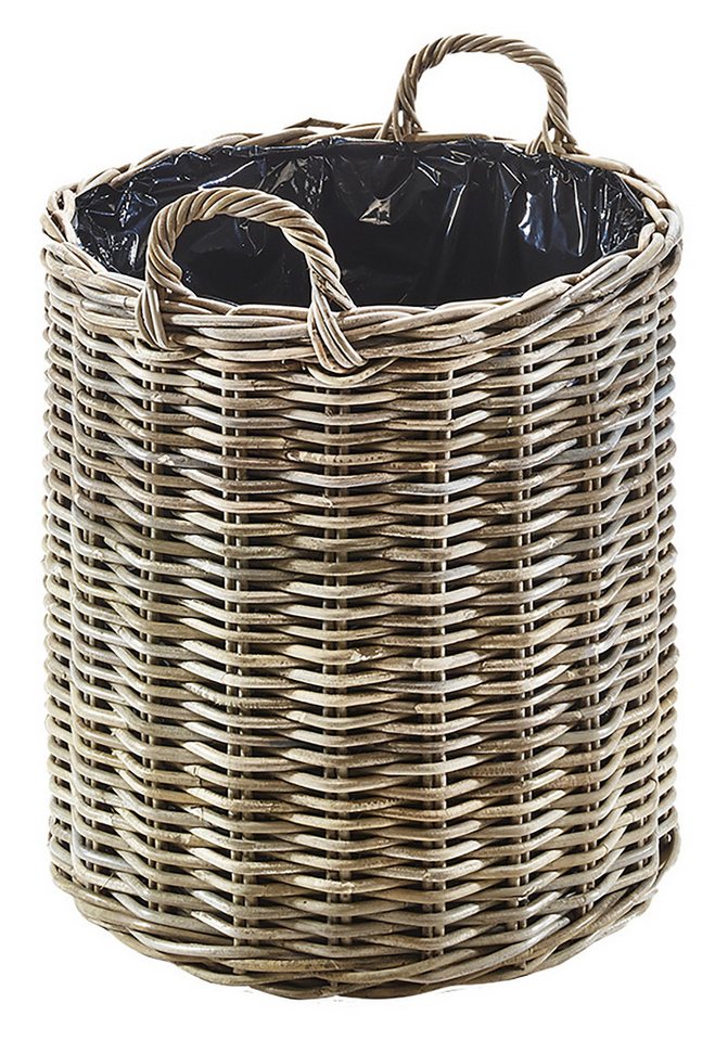 Kobolo Pflanzkübel Pflanzkorb aus grauem Rattan mit Folie mittel von Kobolo