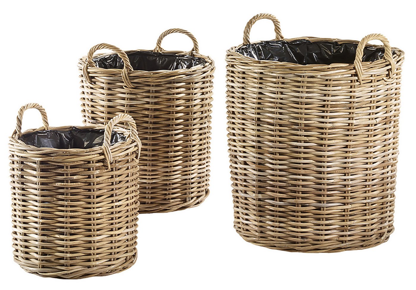 Kobolo Pflanzkübel Übertopf Rattan rund mit Folie ausgeschlagen S/3 Kobolo Pflanzkübel Übertopf Rattan rund mit Folie ausgeschlagen S/3 von Kobolo