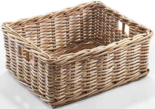 Kobolo Rattankorb Regalkorb Aufbewahrung - eckig - Rattan - Kubu grau - groß - 52x40x20 cm von Kobolo