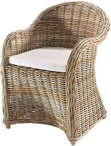 Kobolo Rattansessel Boston New aus Rattan - kubu Grey - mit Sitzkissen von Kobolo