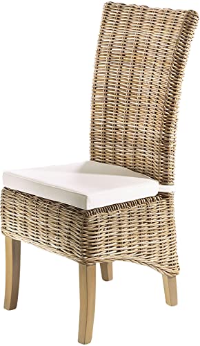 Kobolo Rattansessel mit Kissen Handarbeit Möbel Rattanmöbel Sessel aus Rattan - Grau - Wohnzimmer Esszimmer von Kobolo