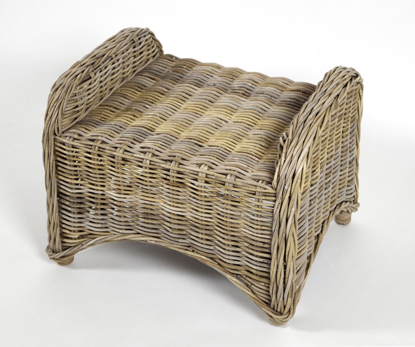 Kobolo Sitzwürfel CARDIFF Hocker Rattan grau mit Kissen H 38 cm (kubu-grey) von Kobolo