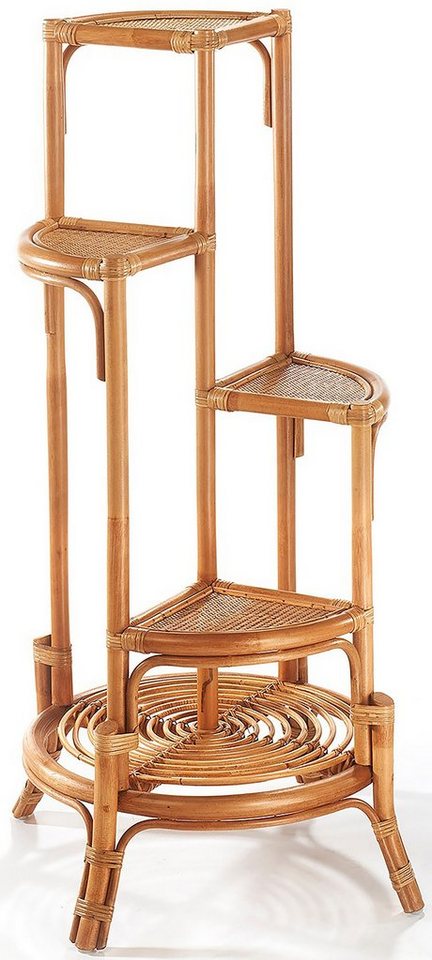 Kobolo Regal Blumenregal Pflanzenständer aus Rattan - natur - für 4 Töpfe von Kobolo