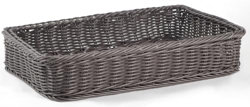 Kobolo Regalkorb aus Polyrattan 60x40x12 dunkelbraun - Vielseitige Regalbox & Ordnungsbox - Robuster Regalkorb - Stauraumkorb & Sortierkorb - Ideal als Obstkörbchen & Aufbewahrungsbehälter von Kobolo