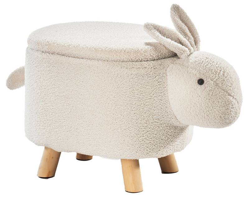 Kobolo Sitzhocker Tierhocker BUNNY Hase mit Staufach - Bouclestoff (1 Stück) von Kobolo