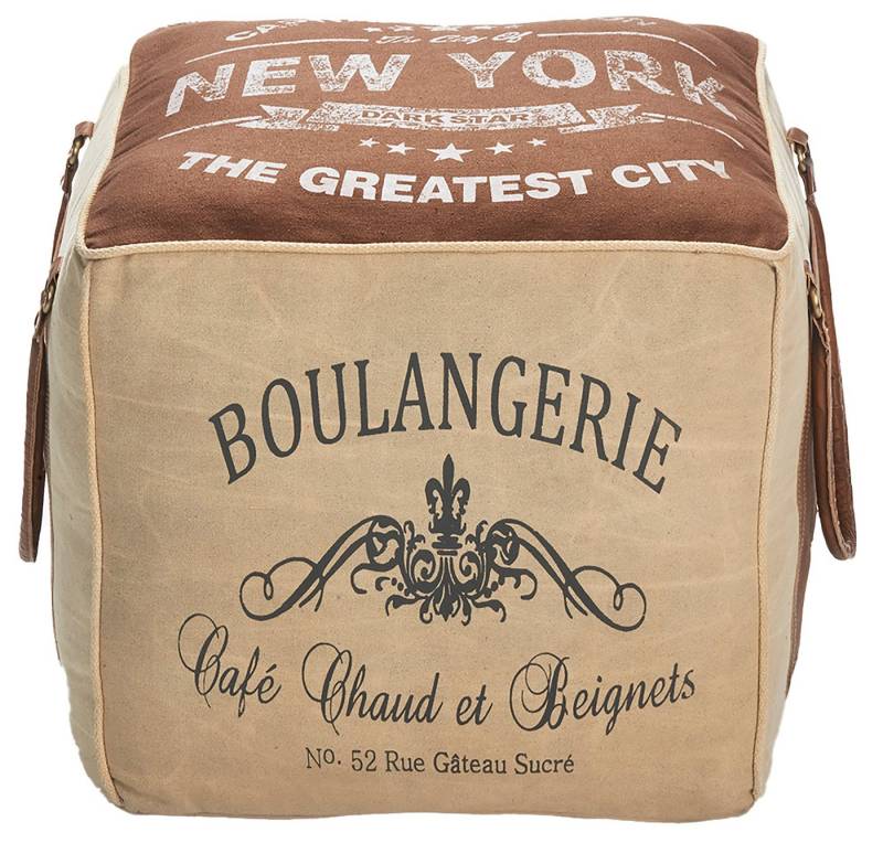 Kobolo Sitzwürfel Sitzpouf Pouf Hocker BOULANGERIE aus Canvas (1 Stück, mit Aufdruck) von Kobolo
