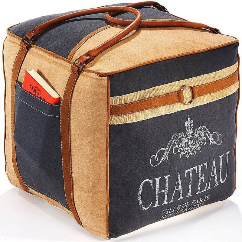 Kobolo Sitzwürfel Sitzpouf Pouf Hocker CHATEAU eckig aus Canvas (1 Stück) von Kobolo