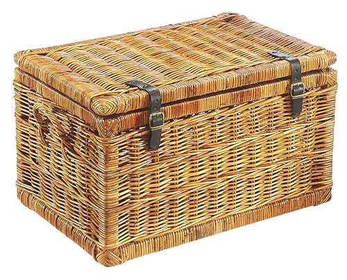 Kobolo Truhe Korbtruhe Sitztruhe - Rattan - lacak braun - mit Staufach - 70x45x40 cm von Kobolo