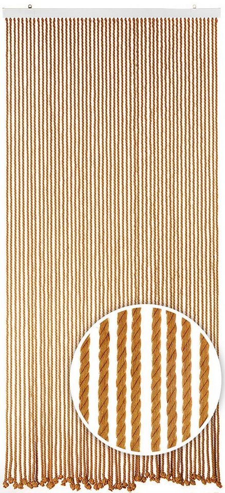 Kobolo Türvorhang Seilvorhang LIGHT BROWN 54 Stränge 90x200 cm (1 St), Ösen, transparent von Kobolo