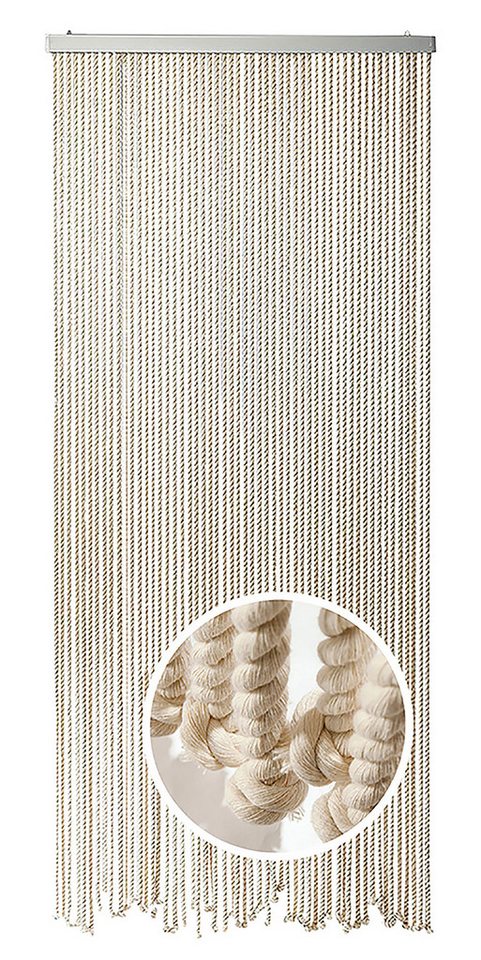 Kobolo Türvorhang Seilvorhang MARITIM mit Aluleiste - 100 x 230 cm (1 St), Ösen, halbtransparent, 60 Stränge von Kobolo