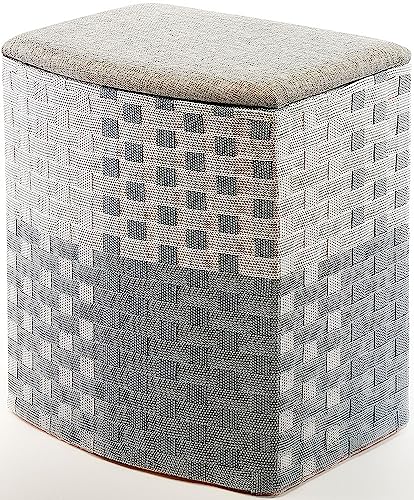 Kobolo Wäschekorb Wäschebehälter Wäschesammler - Nylon - grau-weiß - 44x32x52 cm von Kobolo