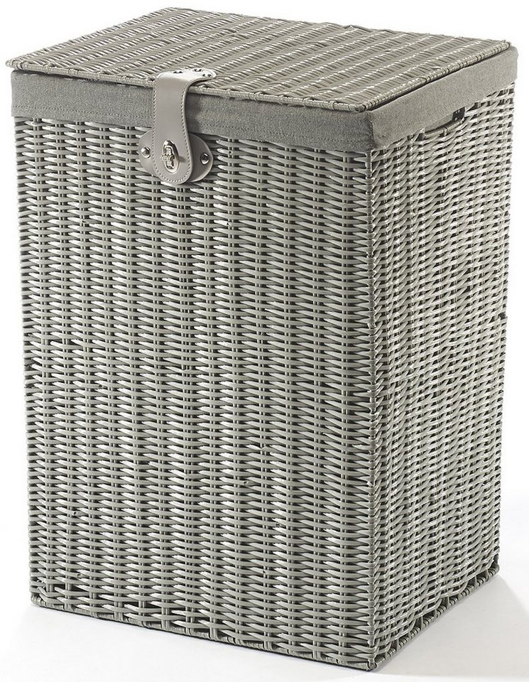 Kobolo Wäschekorb Wäschebehälter aus Kunststoff - grau - mit Textil von Kobolo