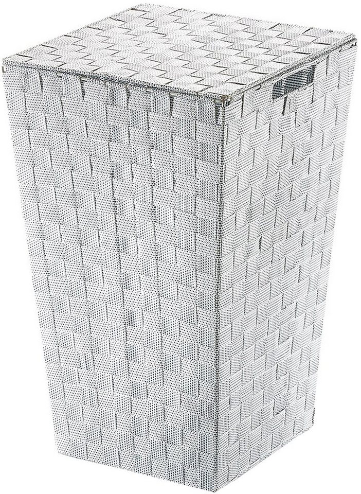 Kobolo Wäschekorb Wäschebehälter weiß - Nylon - grau - 33x33x54 cm von Kobolo