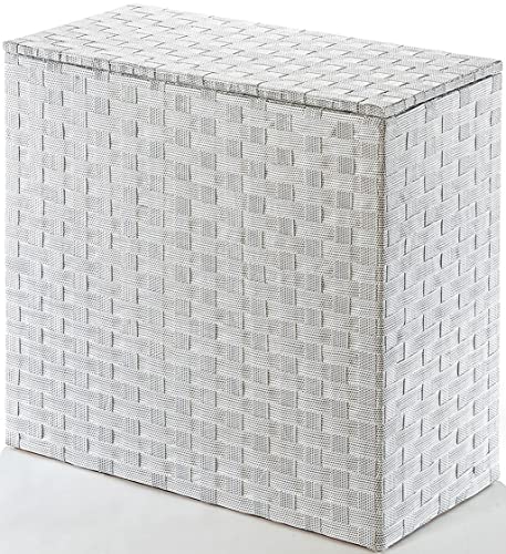 Kobolo Wäschesammler Wäschesortierer - Nylon - weiß grau - 125L - 2 Fächer von Kobolo