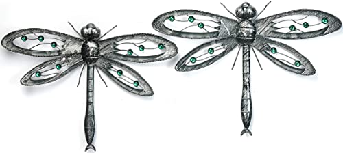 Kobolo Wand-Deko Libelle Dragonfly mit Acrylperlen XXL - 2er Set - Metall - 43x60x4 cm von Kobolo