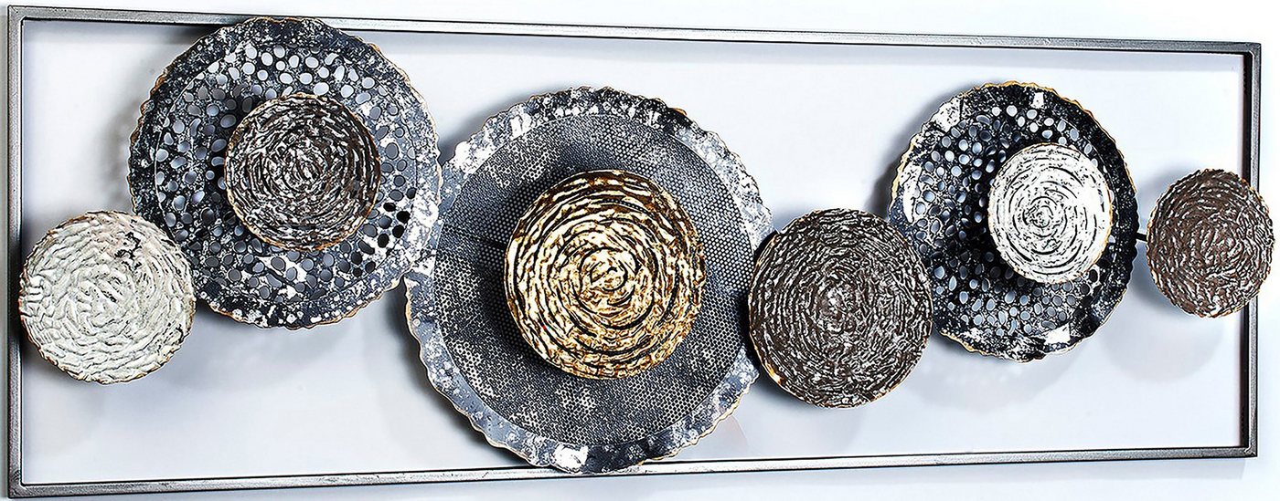 Kobolo Wandbild Metallbild 3D BLOSSOM in anthrazit und silber, verschiedene Strukturen von Kobolo