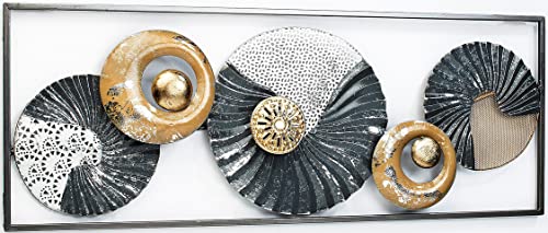 Kobolo Wandbild Wanddeko Metallbild 3D-Bild - SEASHELL -anthrazit weiß gold- ca 28x75 cm von Kobolo