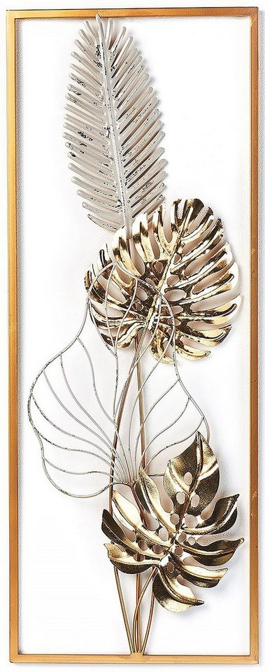 Kobolo Wandbild Metallbild GOLDEN MONSTERA aus Metall in weiß gold von Kobolo