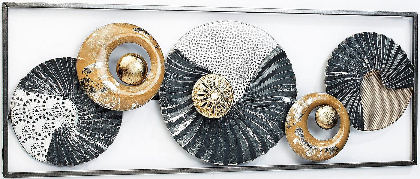 Kobolo Wandbild Metallbild -SEASHELL- grau-weiß-gold, 3D Effekt von Kobolo