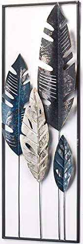 Kobolo Wandbild Wanddeko Metallbild - LEAFS - Metall - 31x89 cm - anthrazit von Kobolo