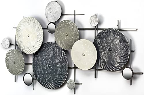 Kobolo Wandbild Wanddeko Metallbild - DISC - mit Spiegeln - silber grau - 90x50 cm von Kobolo