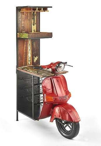 Kobolo Weinregal Anrichte Barregal Barwagen Scooter Bar Rosso - Vintage - 115x70x190 cm von Kobolo