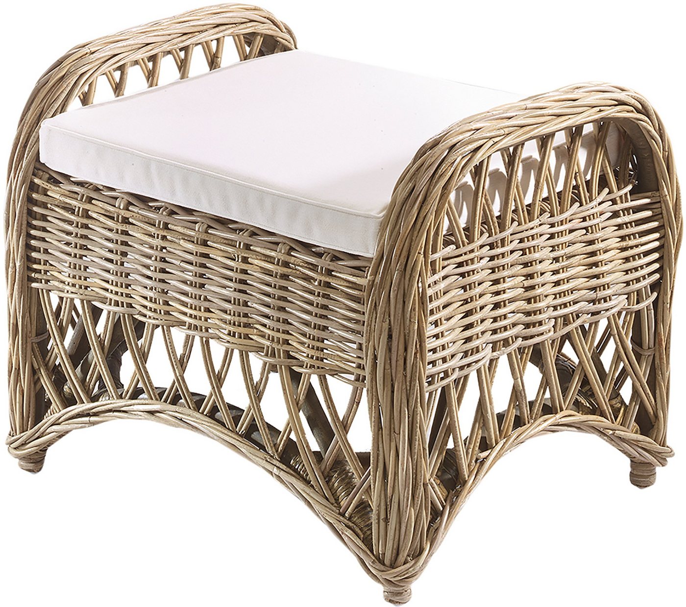 Kobolo Sitzhocker KINGSTON Hocker aus Rattan mit Kissen (kubu-grey) von Kobolo