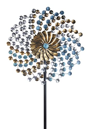Kobolo Windrad Dekostecker Twist XXL, 60x215 cm, Mehrfarbig, XXL Metallwindrad, wetterfest & stabil, dekorativer Gartenstecker für Beet, Rasen & Vorgarten von Kobolo