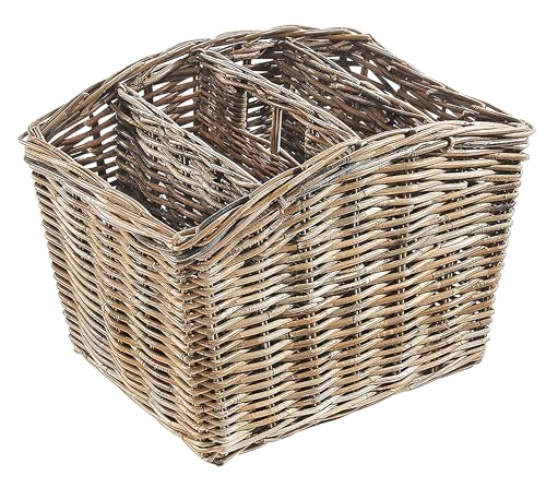 Kobolo Zeitungsständer Magazinsammler Zeitschriftenkorb aus Rattan - kubu Grey - 4 Fächer von Kobolo