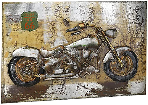 Kobolo Wandbild Wanddeko Metallbild 3D-Bild - Route 66 Motorrad - 108x72 cm von Kobolo