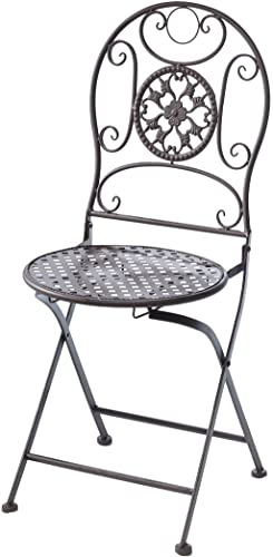 Kobolo Metallstuhl Gartenstuhl Vintage Stuhl aus Metall - klappbar - braun - 91cm von Kobolo