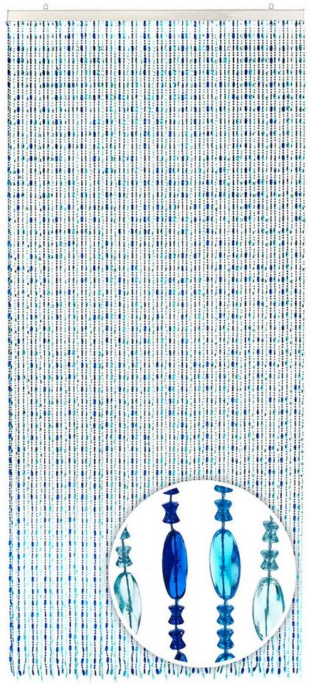 Türvorhang Perlenvorhang OCEAN aus Kunststoff blau 90x200cm, Kobolo, Ösen (1 St), transparent von Kobolo