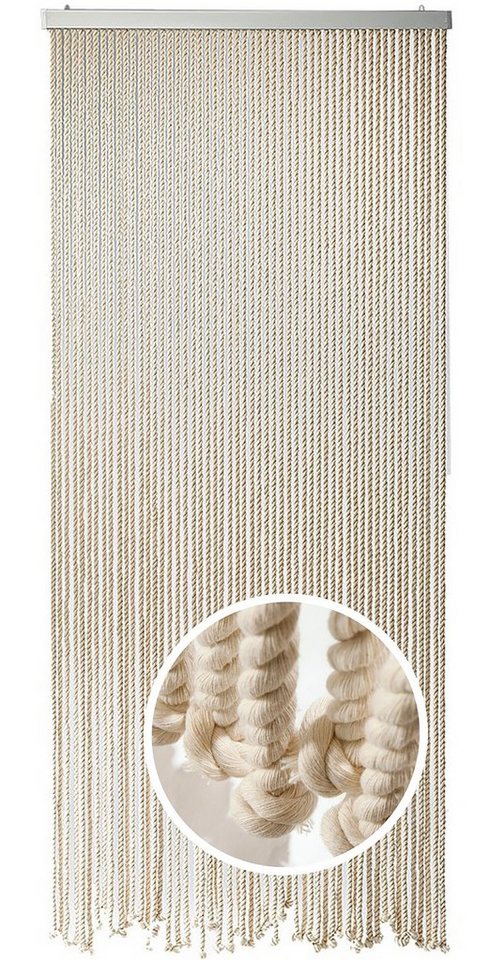 Türvorhang Seilvorhang Vorhang MARITIM 54 Stränge beige, Kobolo, Ösen (1 St), halbtransparent, abweisend gegen Insekten von Kobolo