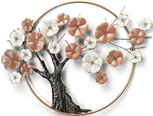 Kobolo Metallbild 3D Wanddeko - Cherry Blossom - aus Metall in Pastell- und Goldtönen von Kobolo